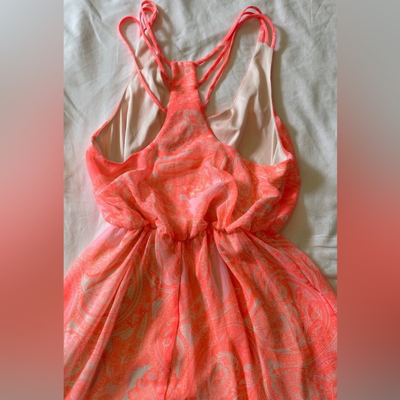 Lush Coral Pink Paisley Dress - Picture 5 of 6